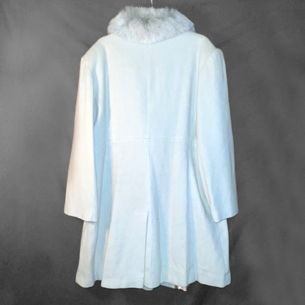Vintage Ice Blue Winter Coat With Fur Collar - Picture 5 of 7